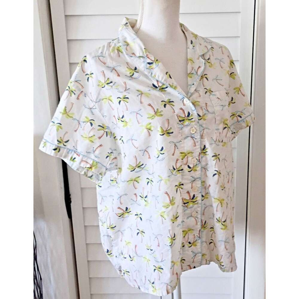Delicates palm tree short sleeve‎ cotton pajama sleep shirt women XL